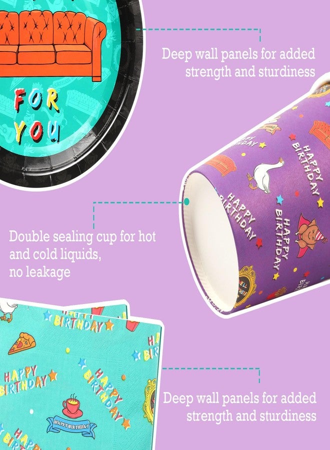 Funnymoom مجموعة فاني موم المكونة من 84 قطعة من لوازم حفلات عيد الميلاد، تشمل أطباقًا وأكوابًا ورقية، ومناديل، وشوكة بلاستيكية سوداء، وأدوات مائدة للاستخدام مرة واحدة. - Image 3